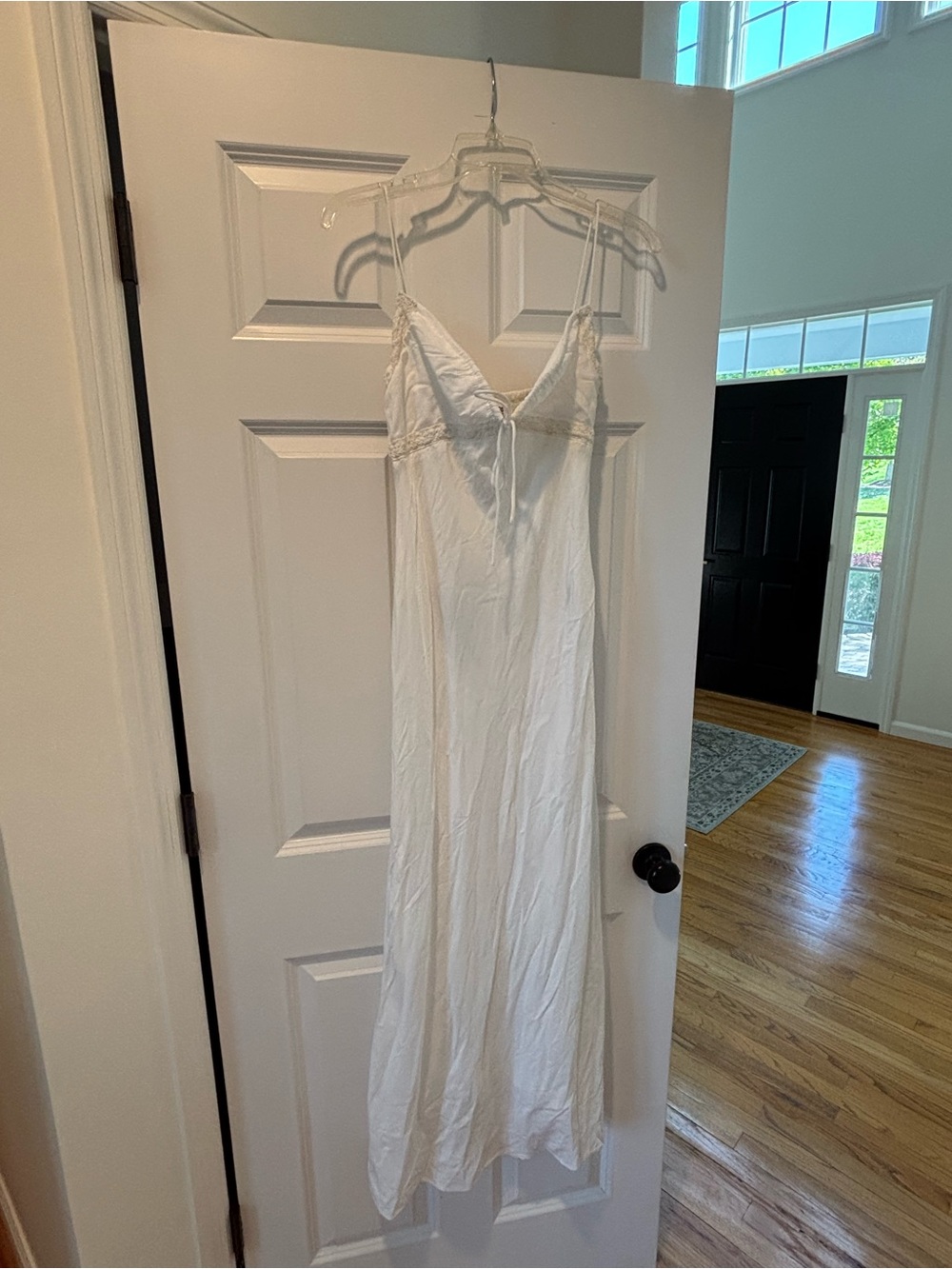Princess Polly White Lace-Trim Maxi Slip Dress